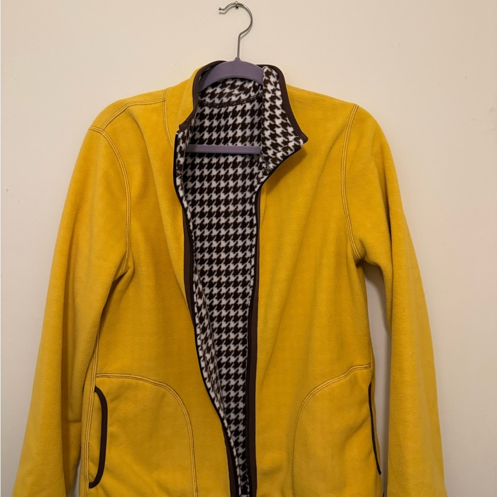 Yellow Women's Jacket with Houndstooth Lining
